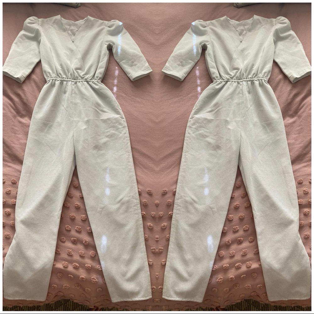 Handmade White Glitter Pantsuit